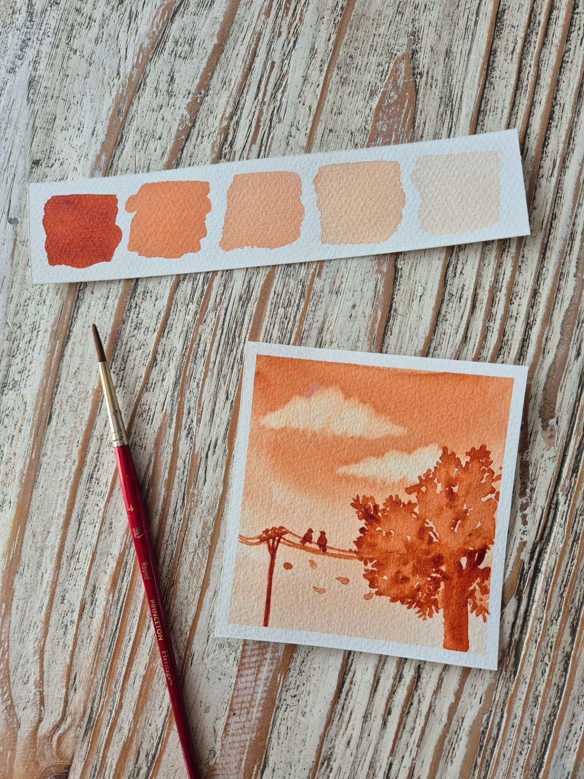 aquarelle monochrome orange